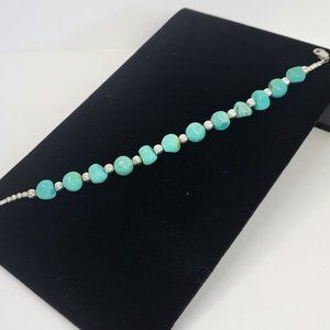 *4/$20* Turquoise beads and silver beads bracelet with lobster claw clasp